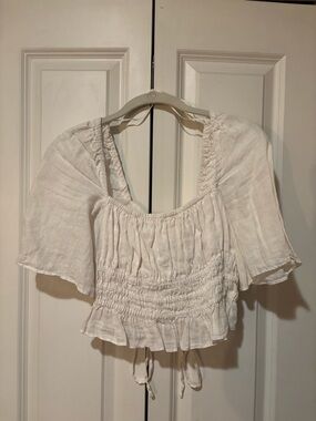 Zara Cream Lightweight Button-Up Top